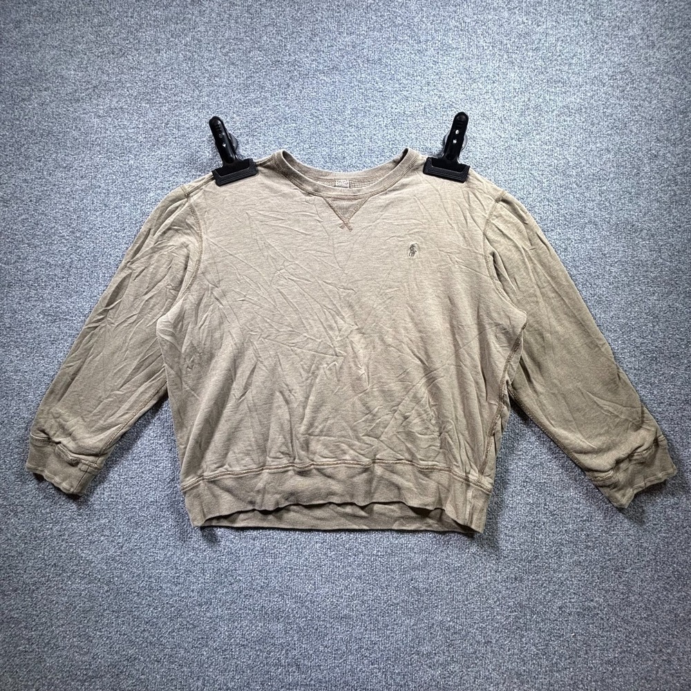 Vintage Polo Ralph Lauren Sweatshirt Men 2XL Beige Knit Drop Shoulder Athleisure